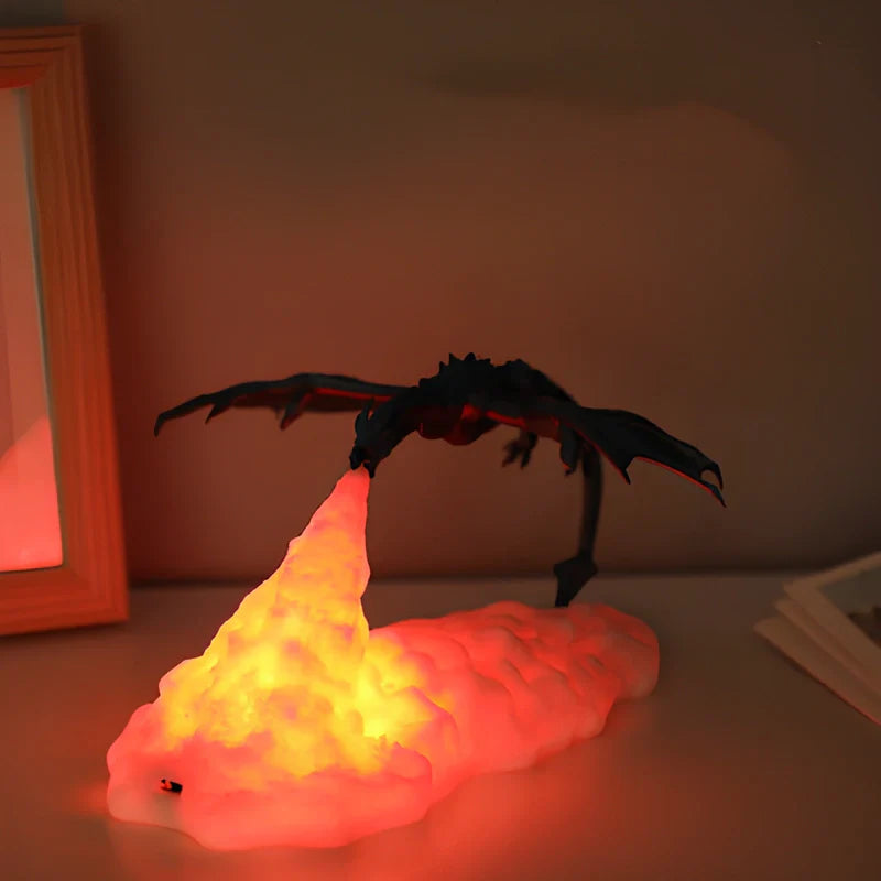 BowLift | LED Night Light with Dragon Flame – 3D Sculpture, USB Charging, Perfect for Gamers