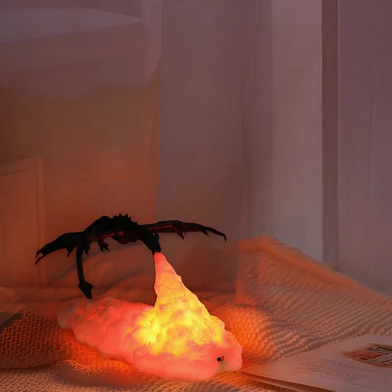 BowLift | LED Night Light with Dragon Flame – 3D Sculpture, USB Charging, Perfect for Gamers