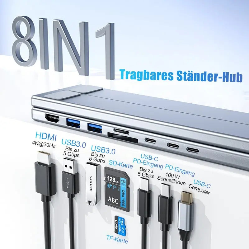 BowLift | Foldable laptop stand with 8-in-1 hub – For tech enthusiasts & fast charging fans