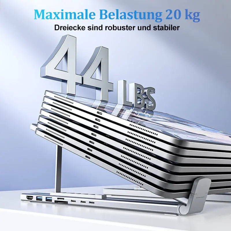 BowLift | Foldable laptop stand with 8-in-1 hub – For tech enthusiasts & fast charging fans