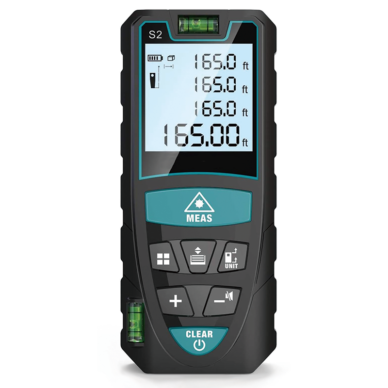 BowLift | Laser Measure, 165 Feet Digital Laser Distance Meter with 2 Bubble Levels, M/in/Ft Unit Switching Backlit LCD ,Measure Distance, Area and Volume