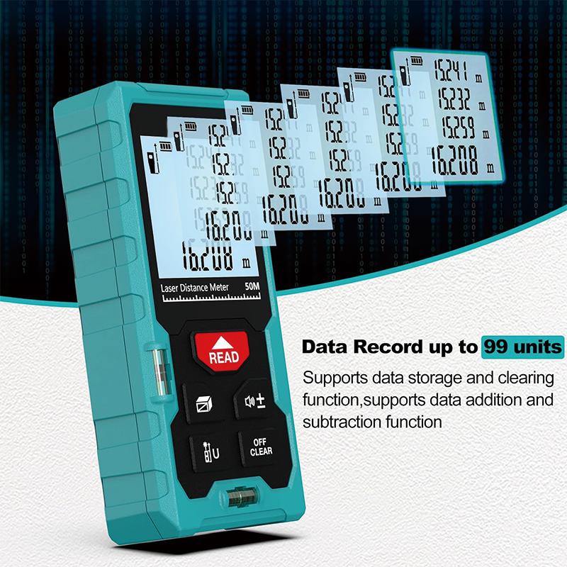BowLift | Laser Measure, 165 ft , ft/m/in Switching , Laser Tape Measure Compact Laser Measurement Tool with Larger Backlit LCD Display