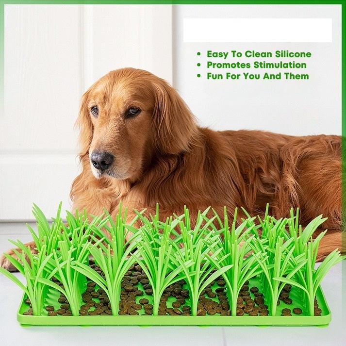 BowLift | Pet Feeding Mat | MealMat Slow Feeder | Interactive Grass Design | Non-Slip Silicone | 14.2" x 6.6"