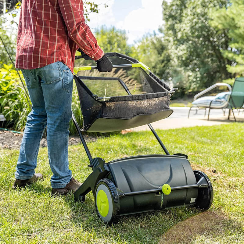 BowLift | Lawn Sweeper 21-Inch Width Leaf & Grass Push Lawn Sweeper Strong Rubber Wheels & Heavy Duty Thickened Steel