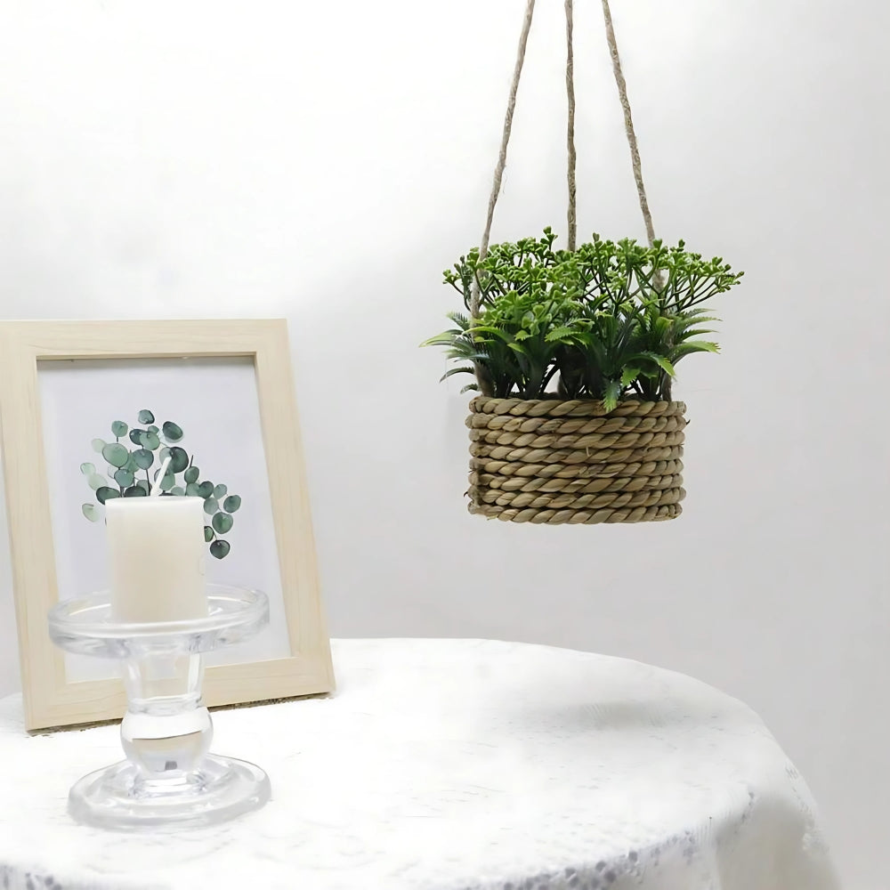BowLift | Leafara Hanging Artificial Plant In Woven Basket Pot