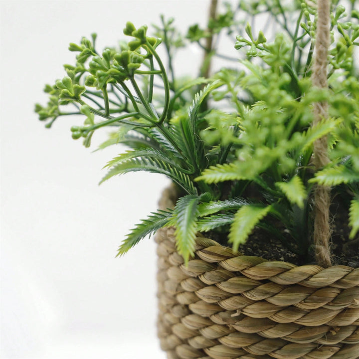 BowLift | Leafara Hanging Artificial Plant In Woven Basket Pot