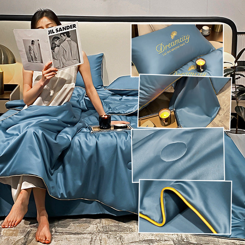 BowLift | Summer Cooling Silk Duvet – Blue, Light and Breathable