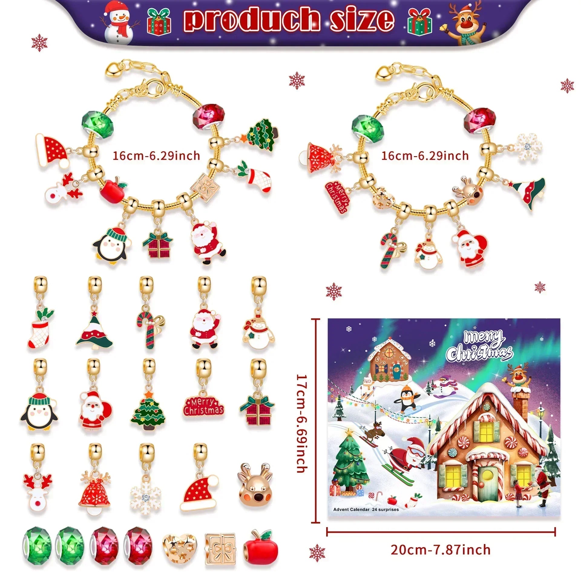 BowLift | JoyCraft Adventskalender Giftbox 2025 – 24-daagse DIY kalender voor meisjes met sneeuwman & kerstman