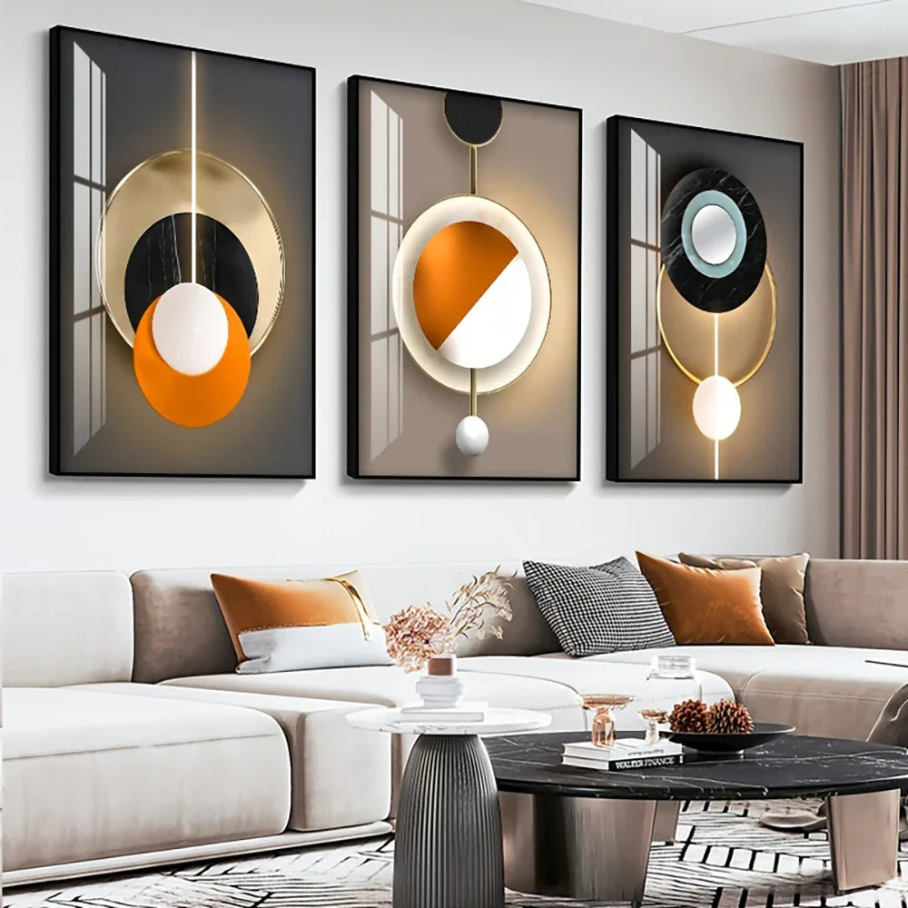 Light Luxury Abstract Celestial Geometry Wall Art Fine Art Canvas Prints Modern Aesthetics Pictures For Living Room Dining Room Home Office Decor | Bowlift