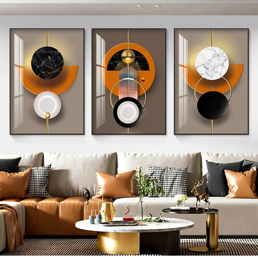 Light Luxury Abstract Celestial Geometry Wall Art Fine Art Canvas Prints Modern Aesthetics Pictures For Living Room Dining Room Home Office Decor | Bowlift