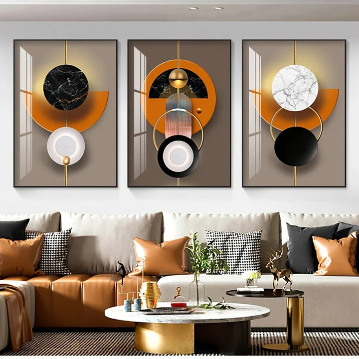 Light Luxury Abstract Celestial Geometry Wall Art Fine Art Canvas Prints Modern Aesthetics Pictures For Living Room Dining Room Home Office Decor | Bowlift