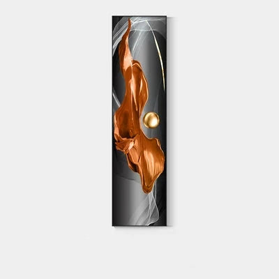 Light Luxury Abstract Golden Drapery Fine Art Canvas Prints Vertical Wall Art Pieces with Rich Amber Hues and Lustrous Orb for Modern Home or Office Decor | Bowlift