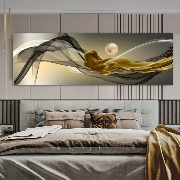 Light Luxury Flowing Abstract Ribbon Wall Art Fine Art Canvas Prints Wide Format Picture For Above The Bed Pictures For Above The Sofa | Bowlift