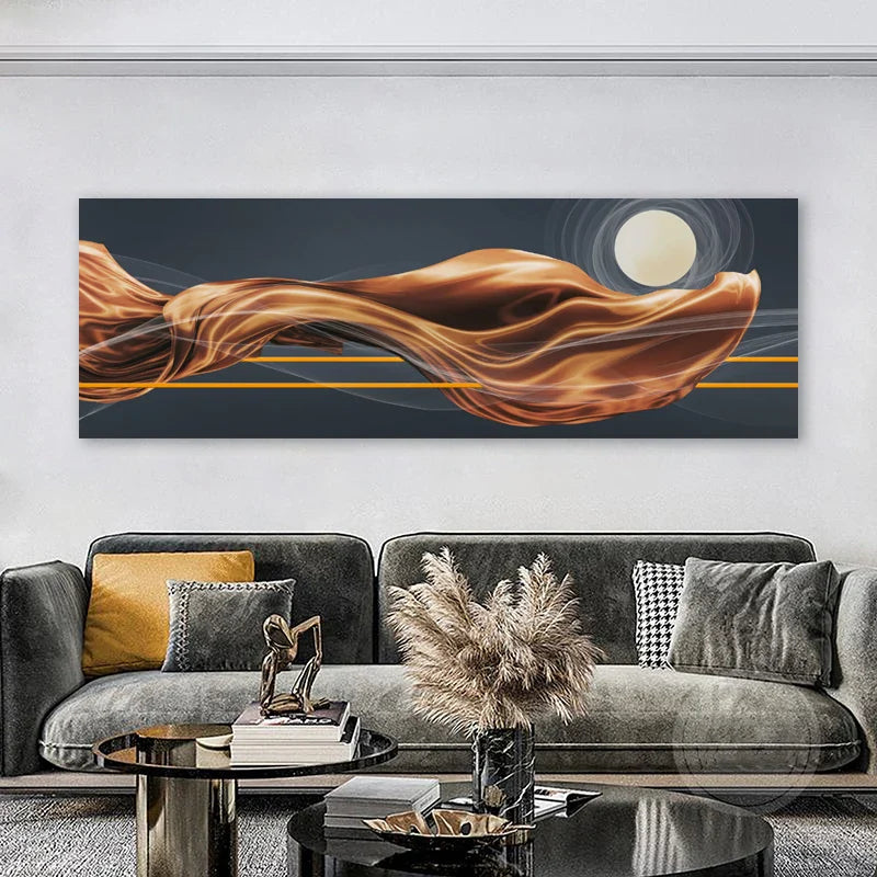 Light Luxury Flowing Abstract Ribbon Wall Art Fine Art Canvas Prints Wide Format Picture For Above The Bed Pictures For Above The Sofa | Bowlift