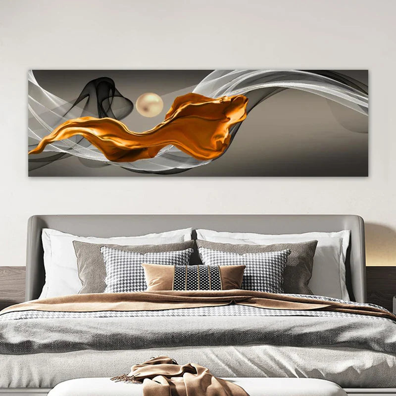Light Luxury Flowing Abstract Ribbon Wall Art Fine Art Canvas Prints Wide Format Picture For Above The Bed Pictures For Above The Sofa | Bowlift