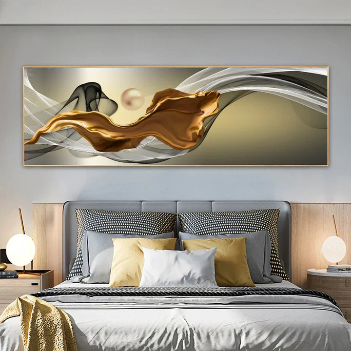 Light Luxury Flowing Abstract Ribbon Wall Art Fine Art Canvas Prints Wide Format Picture For Above The Bed Pictures For Above The Sofa | Bowlift