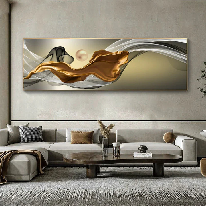 Light Luxury Flowing Abstract Ribbon Wall Art Fine Art Canvas Prints Wide Format Picture For Above The Bed Pictures For Above The Sofa | Bowlift