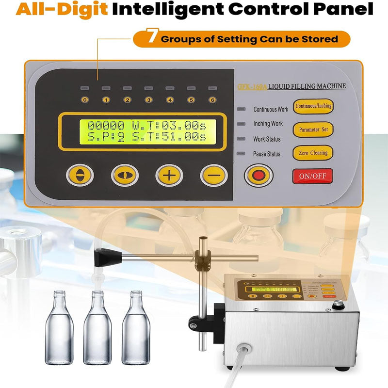 BowLift | Liquid Filling Machine  2-118 Oz Bottle Filling Capacity with Anti-Dripping Nozzle Diaphragm Pump Digital Control