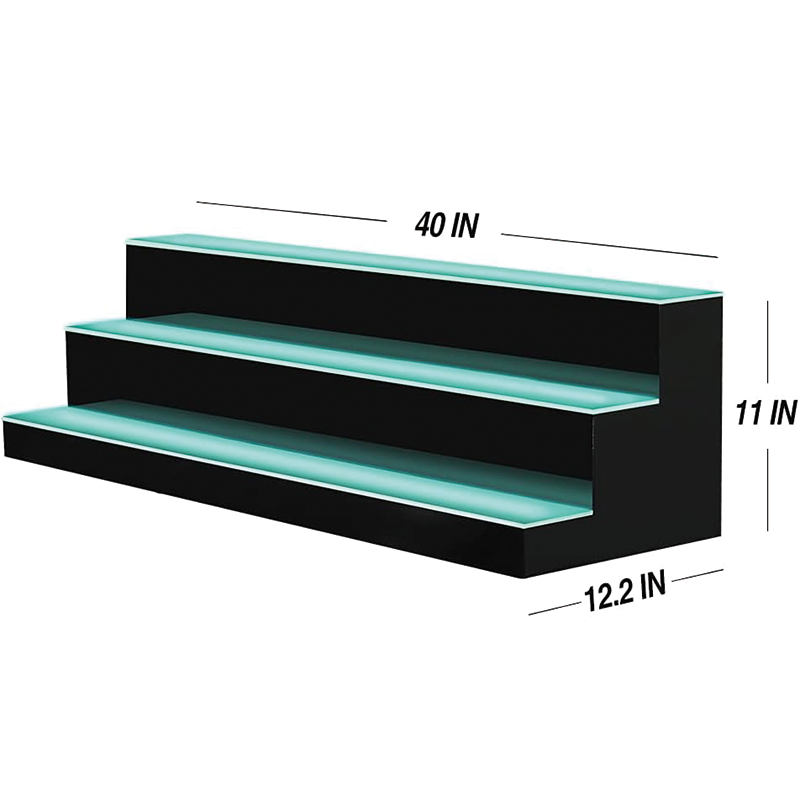 BowLift | LED Liquor Bottle Display shelf, 40 Inch 3 Tier Waterproof Home Bar Shelf with 60W Power, RF Remote Control for Home Bar