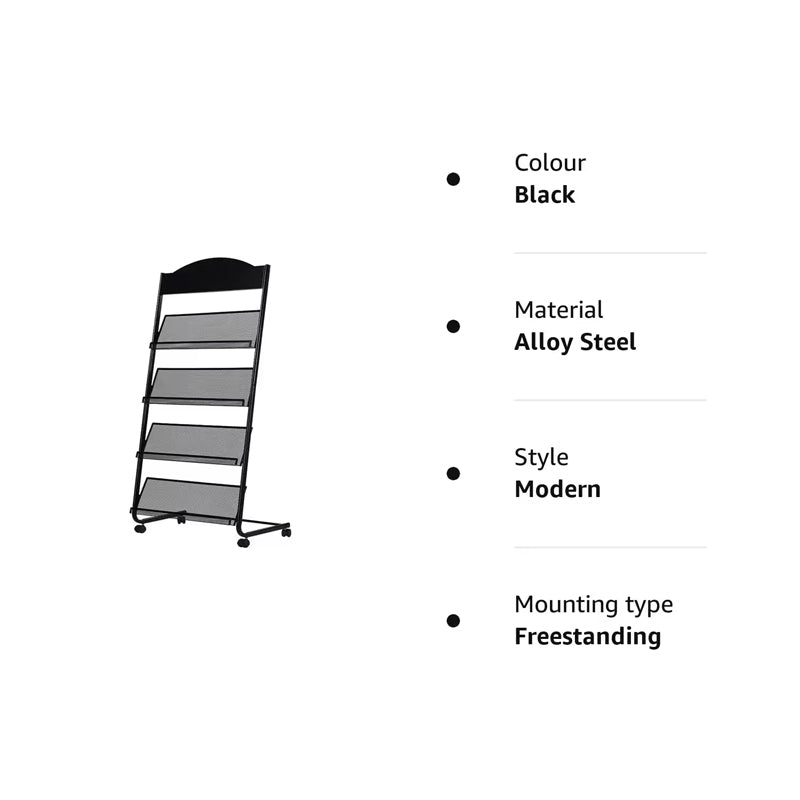 BowLift | Magazine Rack Literature Display Stand With 4 Pockets Floor Standing Magazine Brochure Holder Rack Magazine Stand