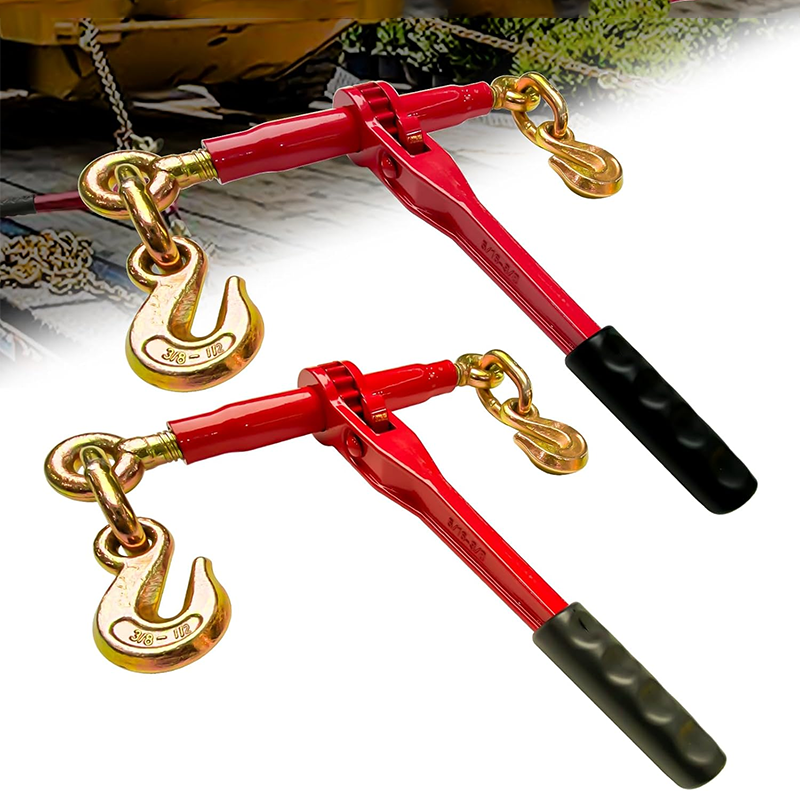 BowLift | Load Binders,Ratchet Chain Ties 3/8" - 1/2" 2-Pack Load Ties with U-Hook, 9200 lbs Working Load, Safety Tension Ties for Towing