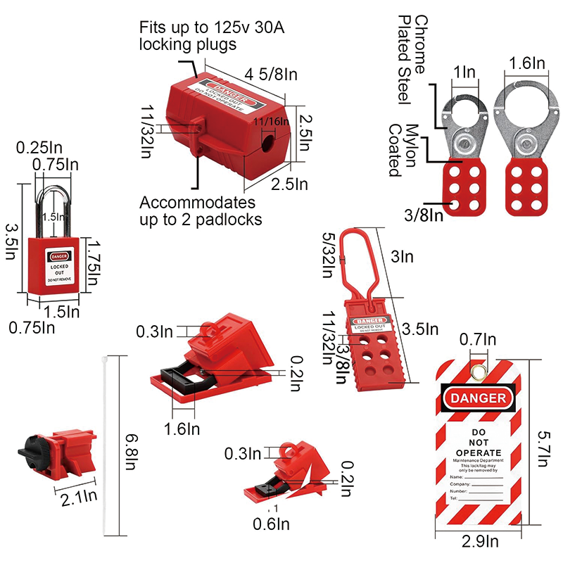 BowLift | Lockout Tagout Kit, Clamp on and Universal Multipole Circuit Breaker Lockouts, Hasps Set, Plug Lockout, Loto Locks (2 Key Per Lock)
