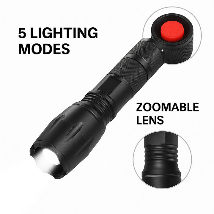 Taclight LED Zoom Flashlight (waterproof and shockproof) w/5 functions | Bowlift