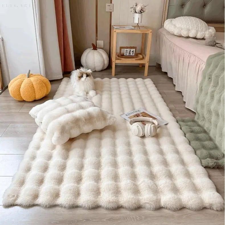 BowLift | Floral Plush Faux Fur Rug with Non-Slip Backing