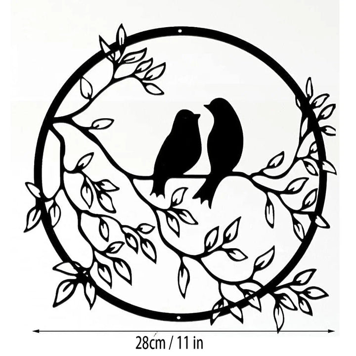 Love Birds On A Branch Metal Wall Art 3D Sculptured Iron Craft Bird Silhouette Wall Decor For Living Room Dining Room Garden Creative Nordic Home Decor | Bowlift