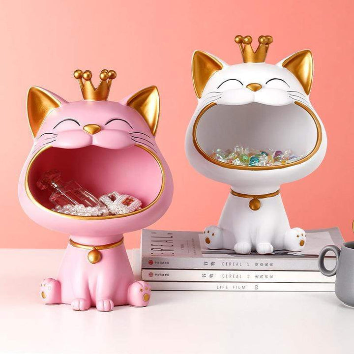 Happy Cat Storage Sculpture Bowlift