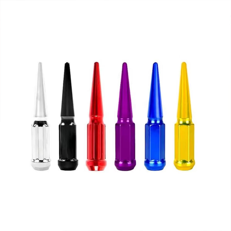 BowLift | M14x1.5 Spike Lug Nuts 20 Pcs 24 Pcs 32 Pcs Chrome Spiked Lug Nuts 4.4" Tall Closed End Acorn Wheel Lug Nut w/ 1 Socket Key