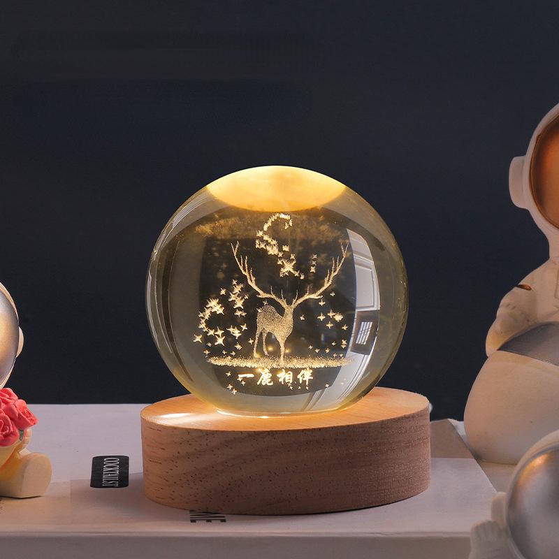 3D Crystal Ball with LED Lighting | Glowing Ball for Bedroom and Decoration | Perfect Gift | Bowlift