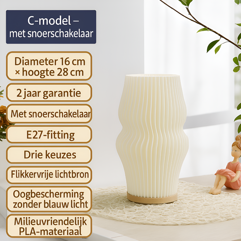 BowLift | LunaSwirl | Luxury Modern Swirl LED Table Lamp – Elegant Ambient Lighting