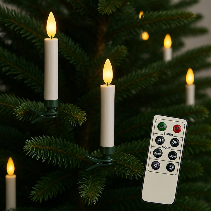 Wireless LED Christmas Tree Candles with Remote Control – 10, 20 or 30 Pieces. | Bowlift