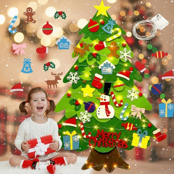BowLift | Interactive Felt Wall Tree with LED Lights and 30+ Ornaments