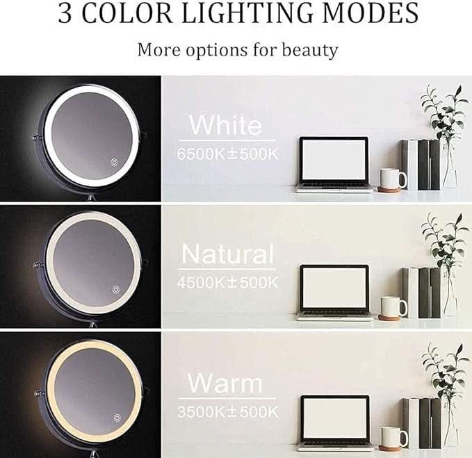 BowLift | LED magnifying mirror with adjustable lighting and rechargeable battery