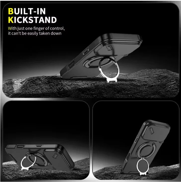 BowLift | Durable shockproof case with magnetic ring holder for iPhone 17