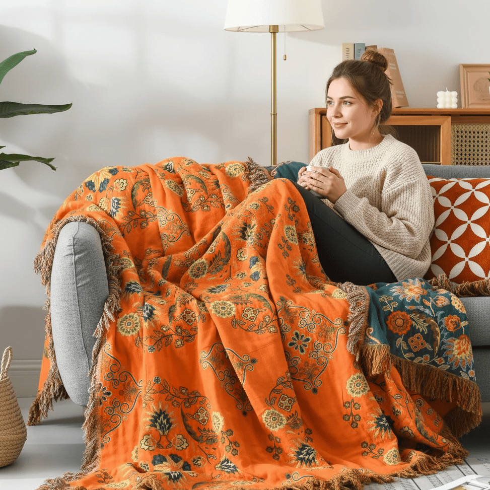 BowLift | Reversible blanket in Marigold design for cozy warmth