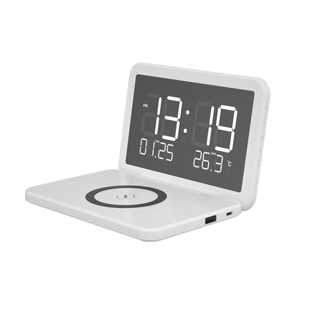 BowLift | 15W Fast Wireless Charging Digital Alarm Clock with Temperature light