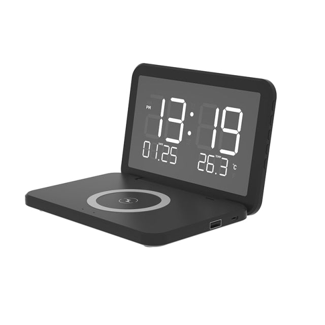 BowLift | 15W Fast Wireless Charging Digital Alarm Clock with Temperature light