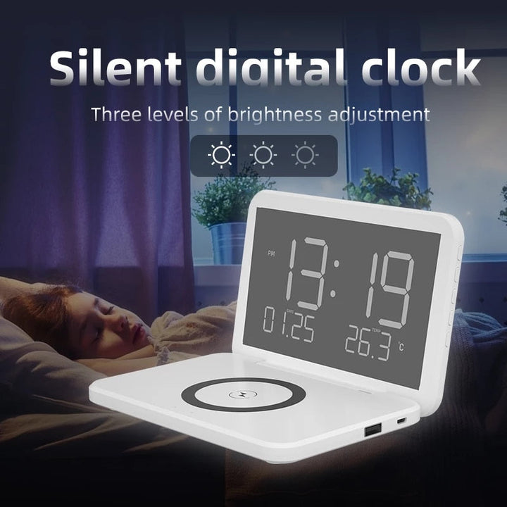 BowLift | 15W Fast Wireless Charging Digital Alarm Clock with Temperature light