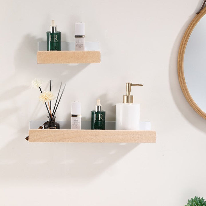 BowLift | Woodify Wall Shelf - Stylish Shower Rack Without Drilling