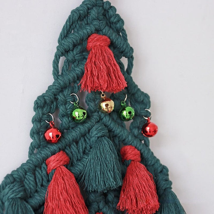 Macrame Red and Green Christmas Tree Wall Hanging Bowlift