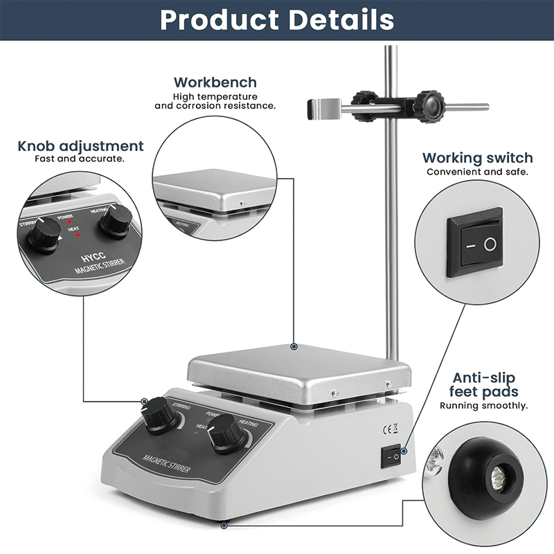 BowLift | Magnetic Stirrer, 100-2000RPM Hot Plate with Magnetic Stirrer, Magnetic Stir Bar, Stir Bar Retriever, Hot Plate Max 520℉ 2000mL Magnetic Hotplate Stirrer