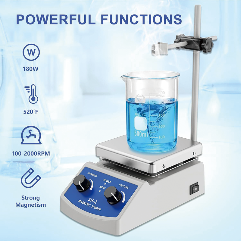 BowLift | Magnetic Stirrer, Magnetic Stir Plate w/Stir Bar Retriever, 100~2000RPM Max.520℉ Hot Plate Stirrer w/Stir Bar n Support Stand