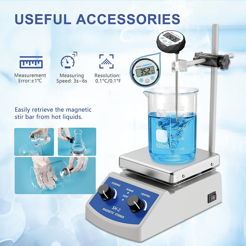 BowLift | Magnetic Stirrer, Magnetic Stir Plate w/Stir Bar Retriever, 100~2000RPM Max.520℉ Hot Plate Stirrer w/Stir Bar n Support Stand