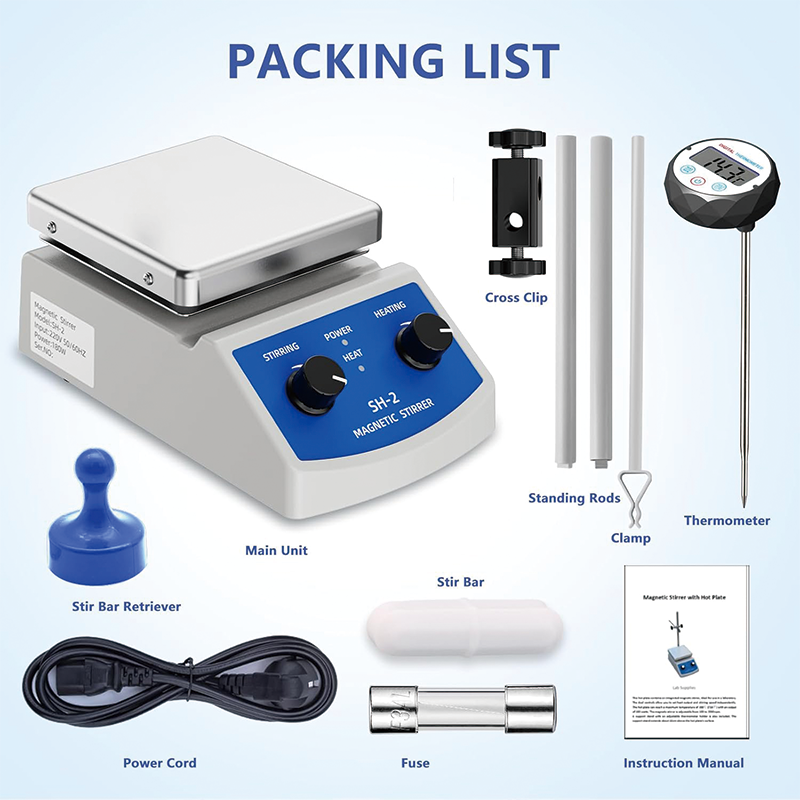 BowLift | Magnetic Stirrer, Magnetic Stir Plate w/Stir Bar Retriever, 100~2000RPM Max.520℉ Hot Plate Stirrer w/Stir Bar n Support Stand