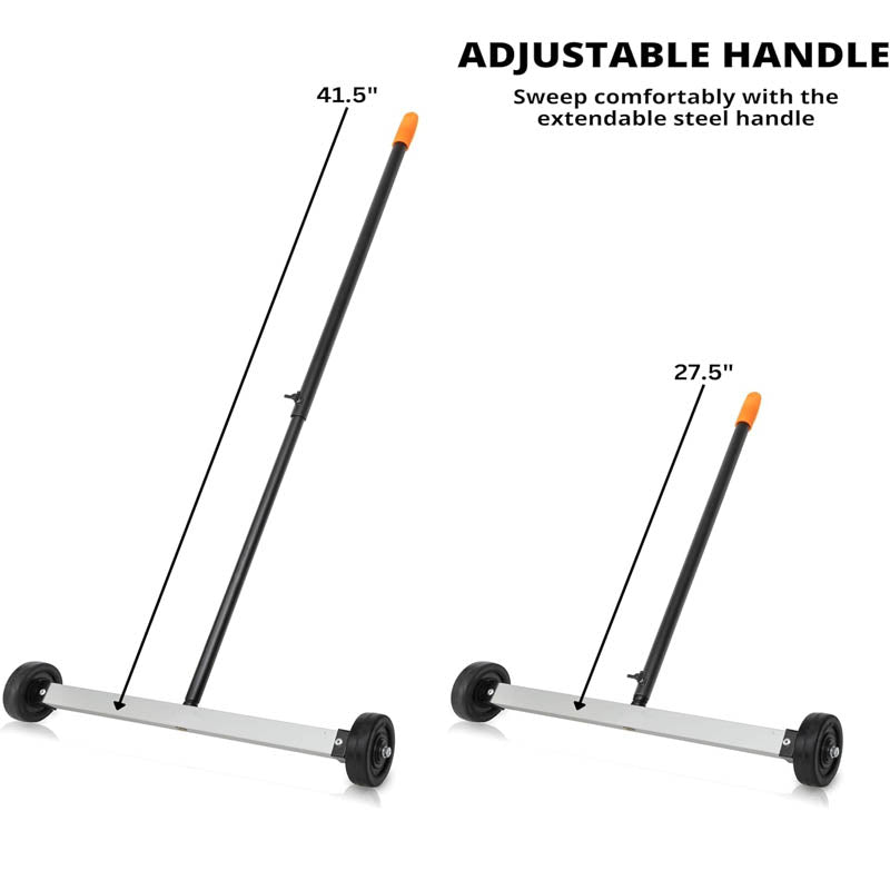 BowLift | Magnetic Sweeper with Wheels 17 Inch Mini Magnetic Sweeper 10-Pound Capacity Adjustable Handle