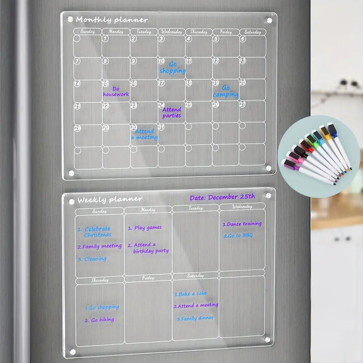 BowLift | Magnetic Acrylic Calendar — Transparent Planner for Kitchen and Household