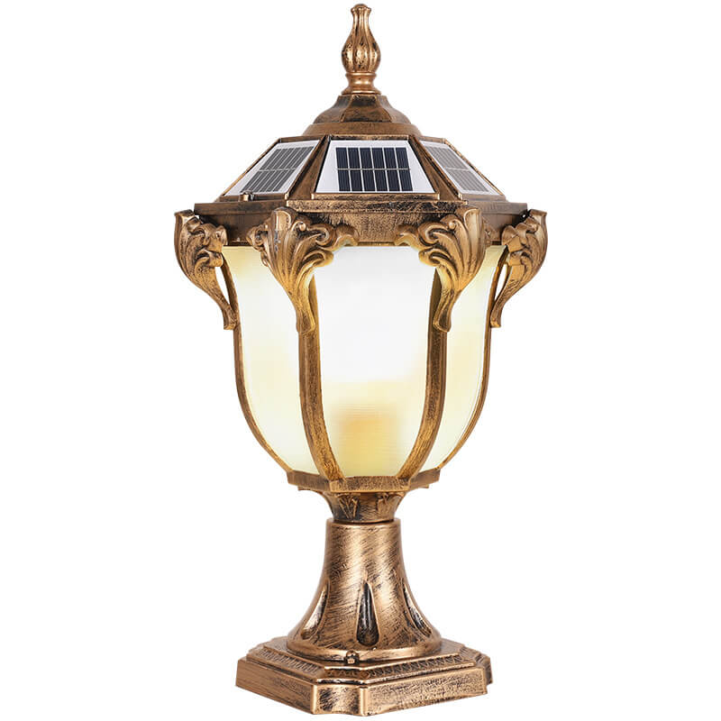 European Retro Die-Cast Aluminum Glass Solar Waterproof Outdoor Garden Landscape Column Light | Bowlift